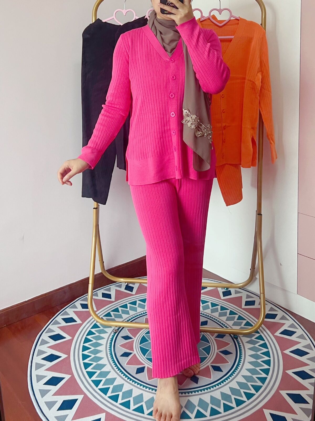 Women's Wide-leg Pants Knit Two Piece Set