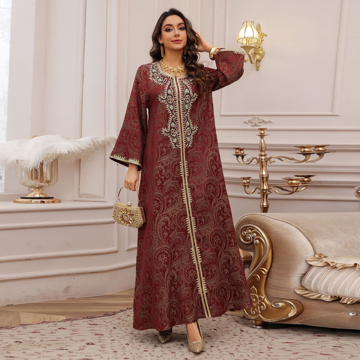 Women's Jacquard Embroidered Evening Dress