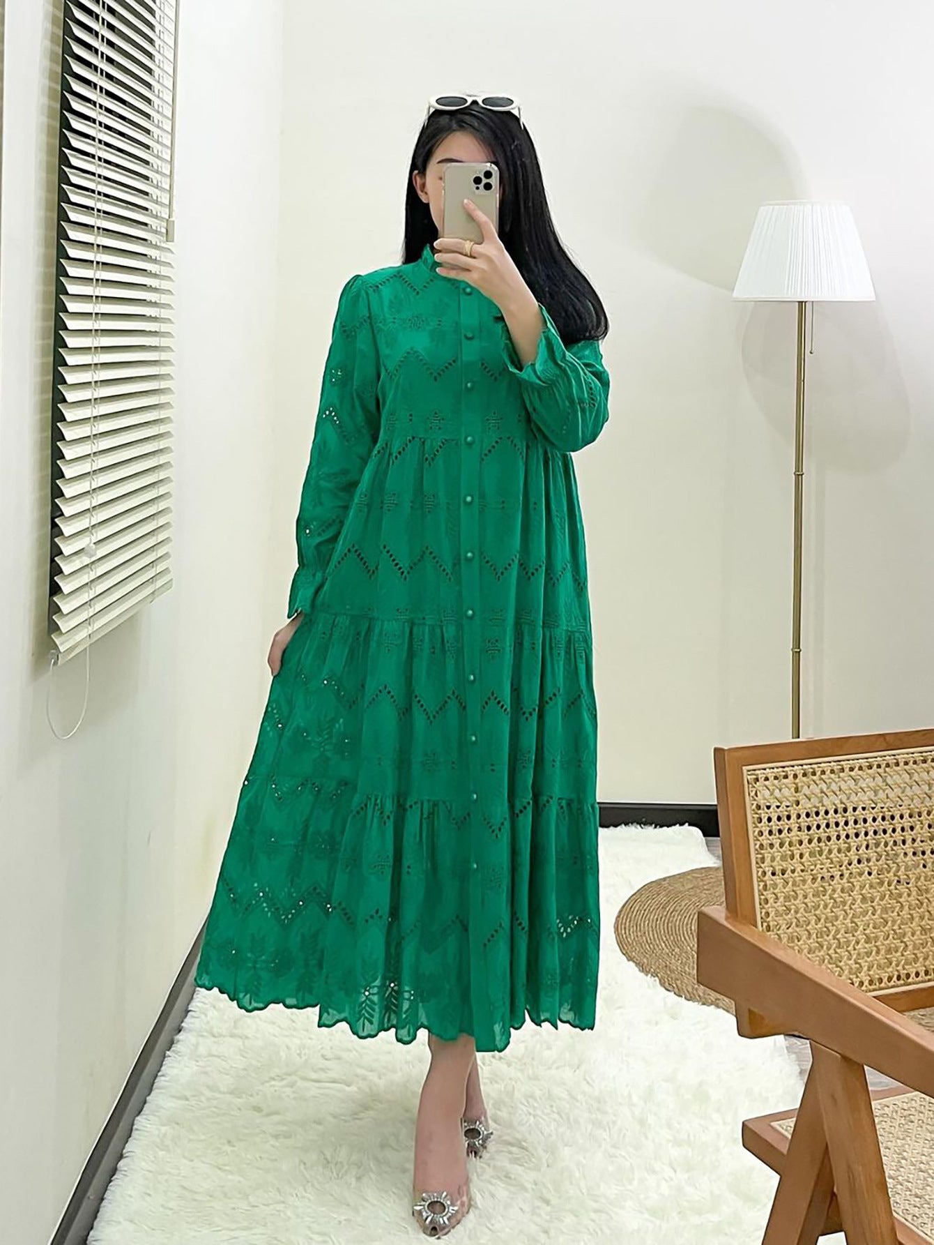 Women's Plain Embroidered Lace Dress