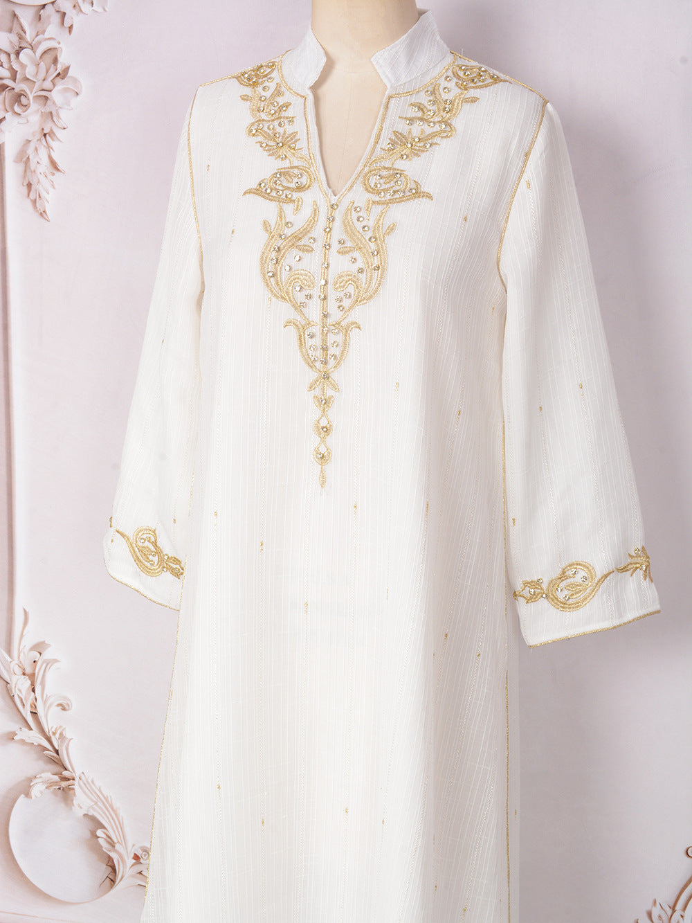 Women's Embroidered Studded Diamond Dress