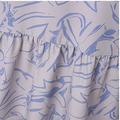 Women's Long-sleeved Geometric Print Ruffle Dress