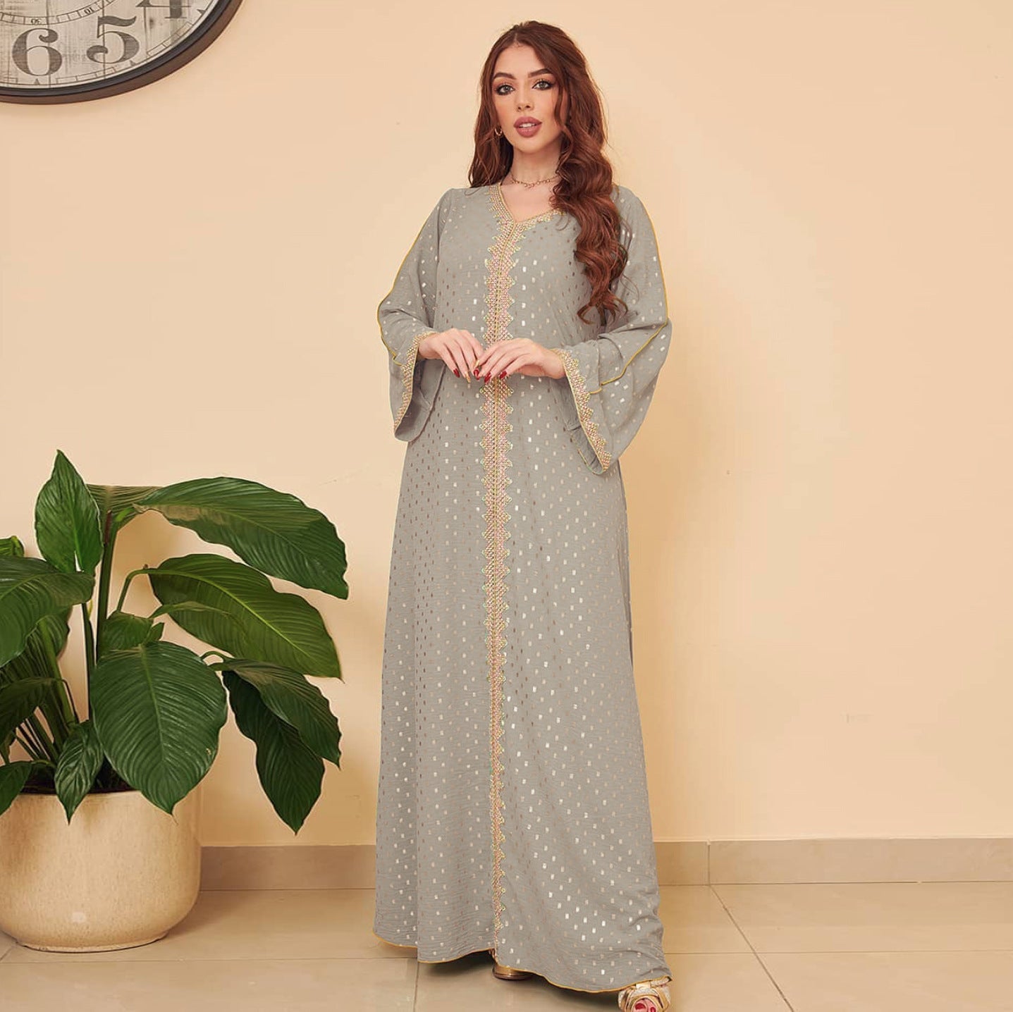 Women's Gilded Muslim Dubai Robe Dress
