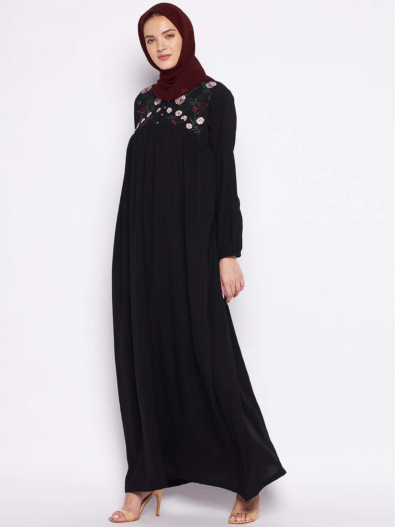 Women's Embroidered Loose Black Dress