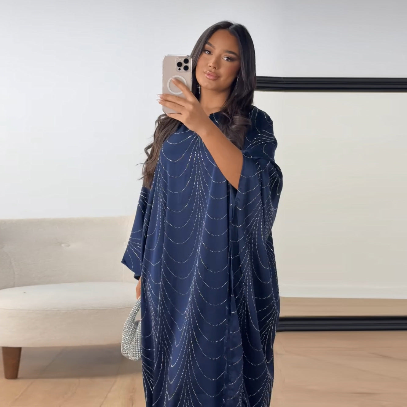 Women's Loose Hot Diamond Abaya Dress