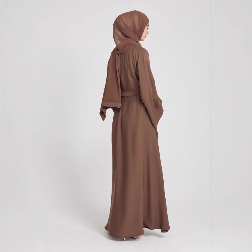 Women's Round Neck Bell Sleeve Abaya Dress