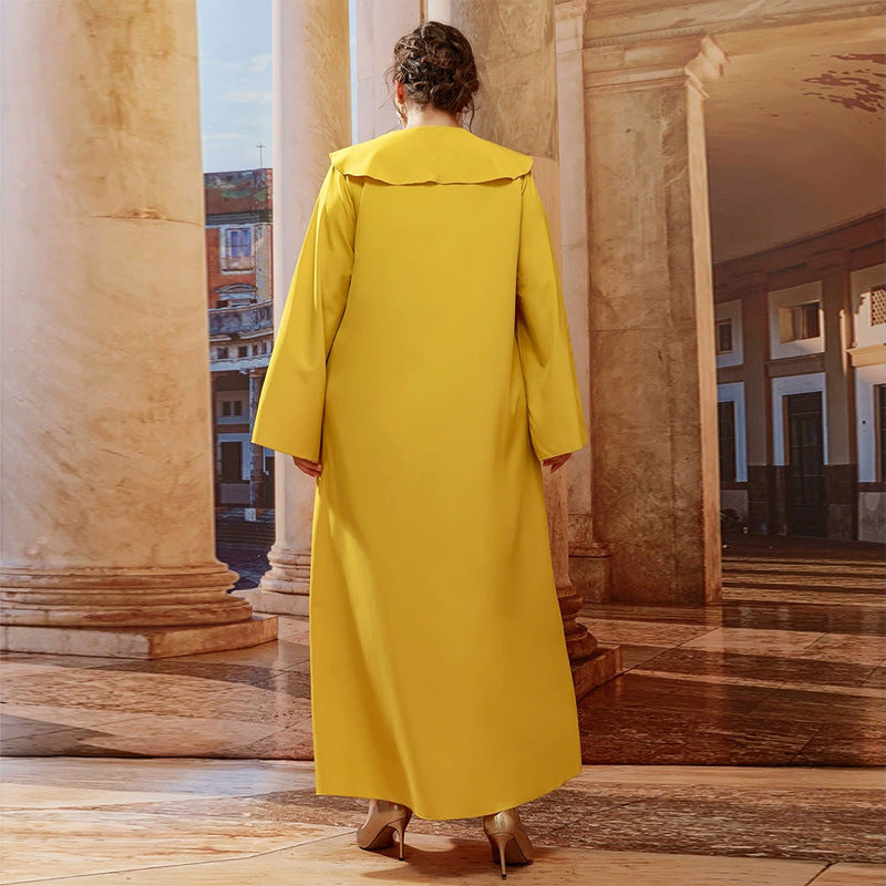 Doll Neck Embroidered Loose Casual Dress