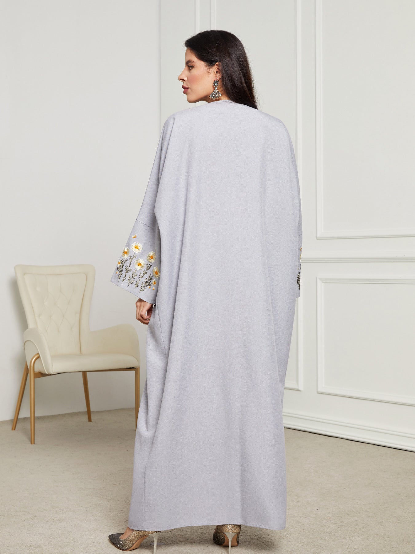 Women's Elegant Cardigan Embroidered Dress