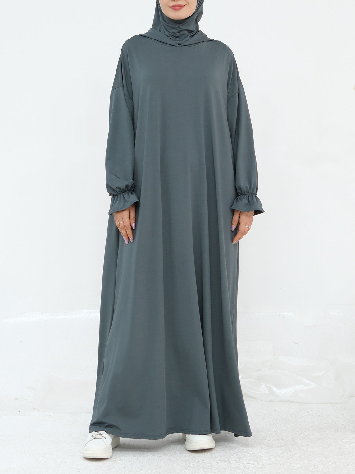 Women's Solid Color Hooded Casual Abaya