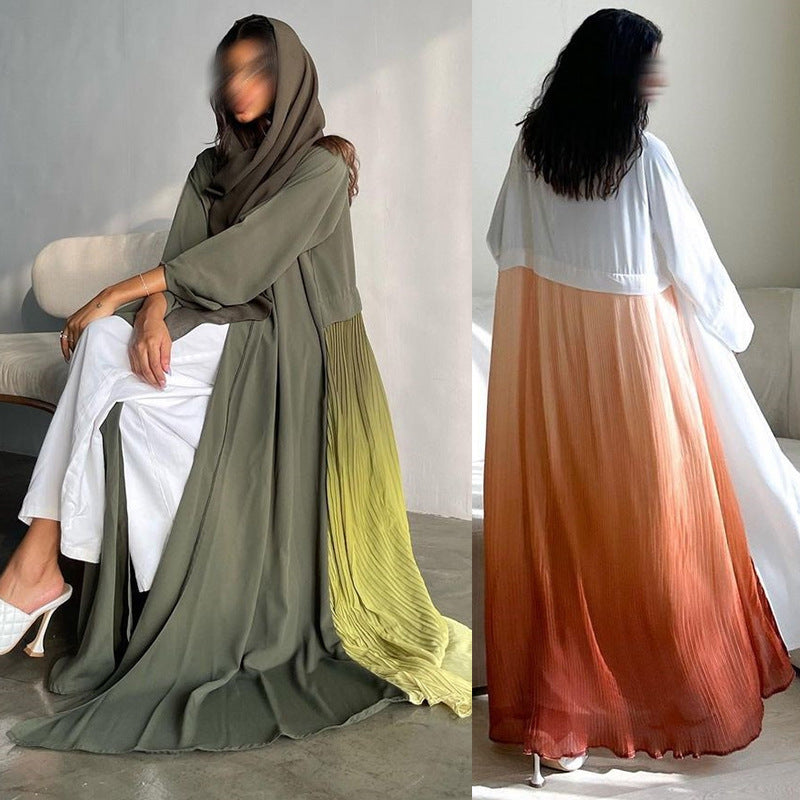 Women's Chiffon Pressed Pleated Patchwork Robe