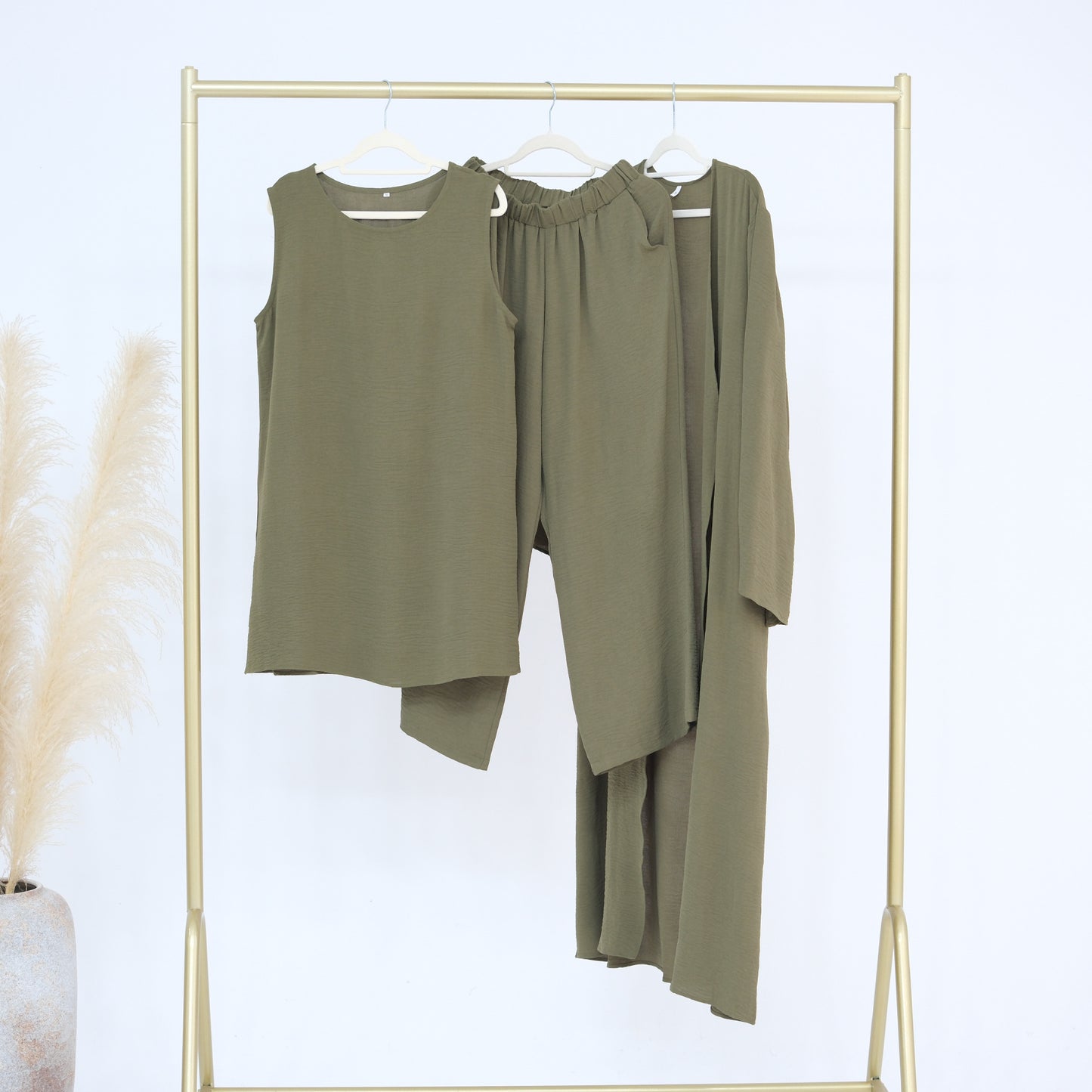 Women's Plain Three-piece Top And Pants Suit