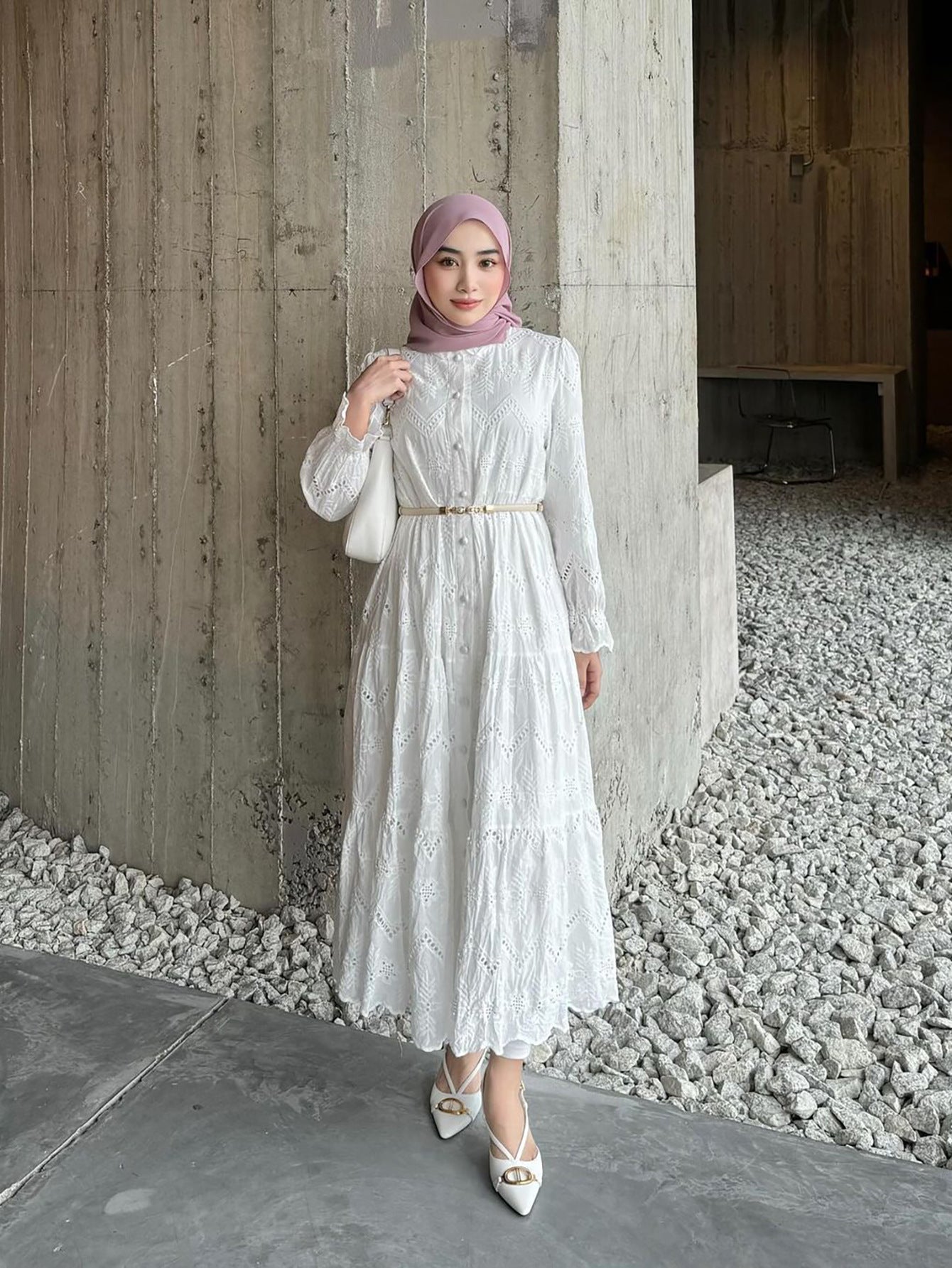 Women's Plain Embroidered Lace Dress