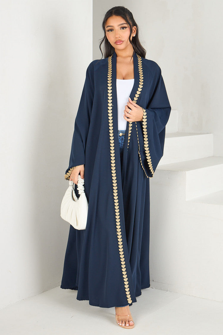 Women's Loose-trimmed Open Abaya Robe