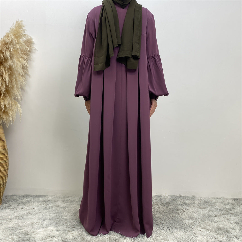 Women's Crewneck Solid Pleated Dress