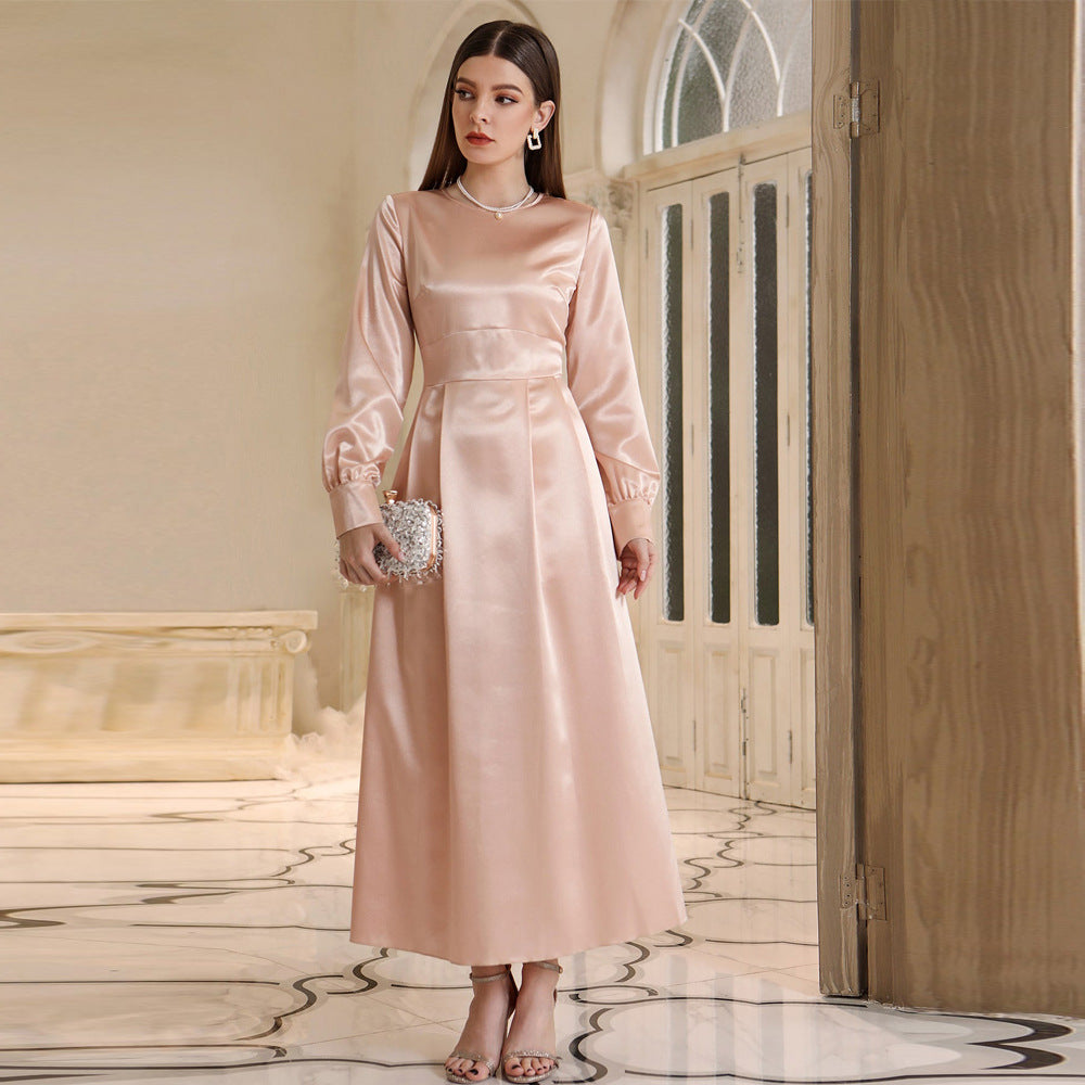 Women's High-waisted Dress with Headscarf
