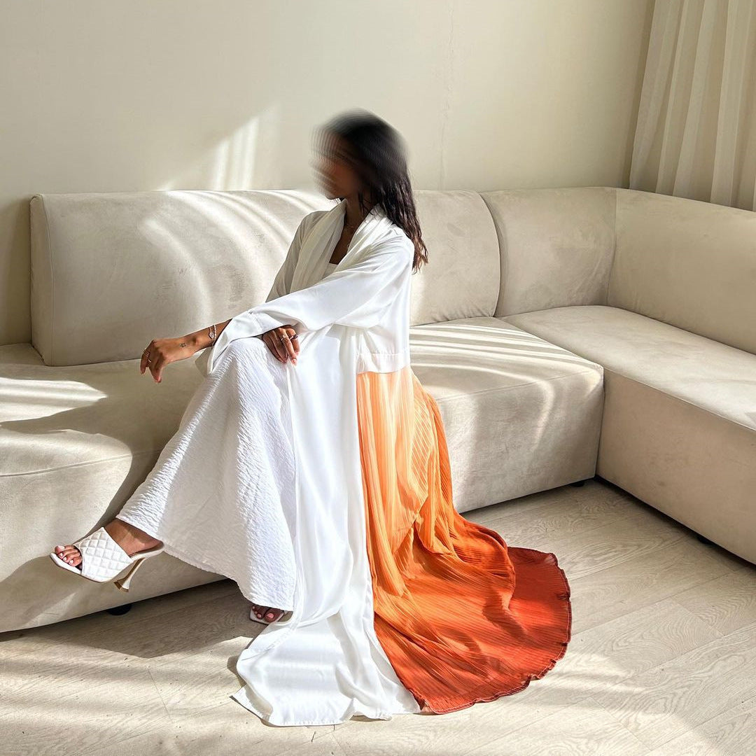 Women's Chiffon Pressed Pleated Patchwork Robe