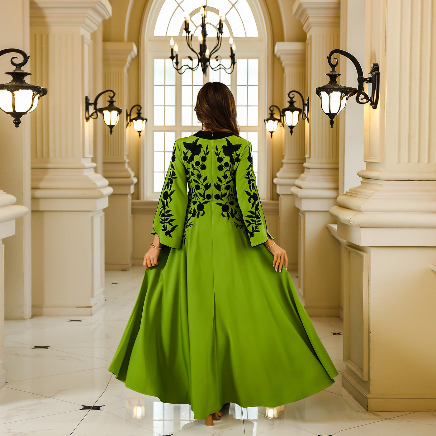 Women's Embroidered V-neck Party Dress