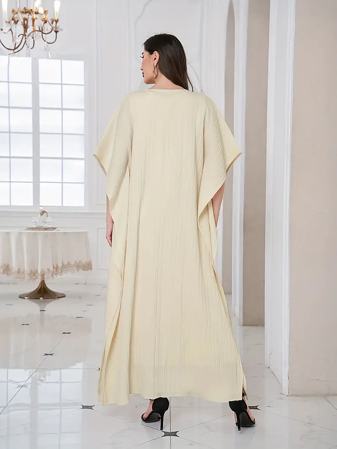 Muslim Plain Sleeveless Dress + Bat Sleeve Loose Robe Suit