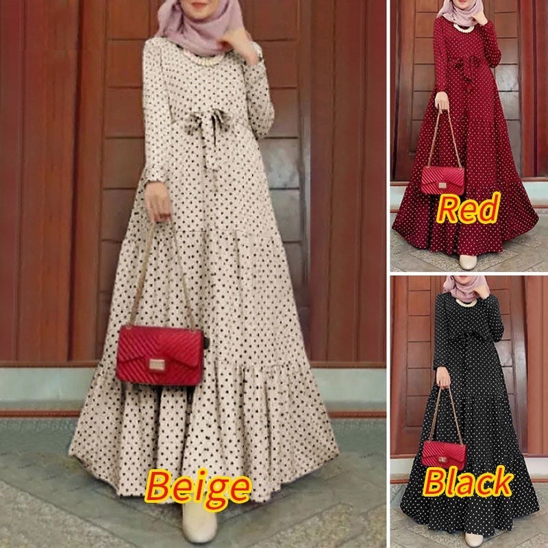 Women's Polka Dot Long Sleeved Dress