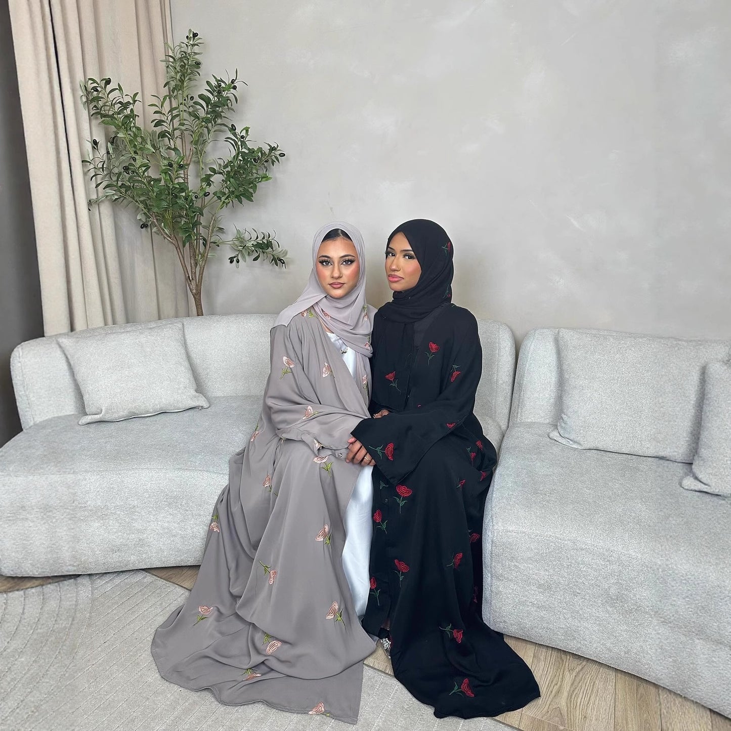 Middle Eastern Women's Floral Embroidered Abaya
