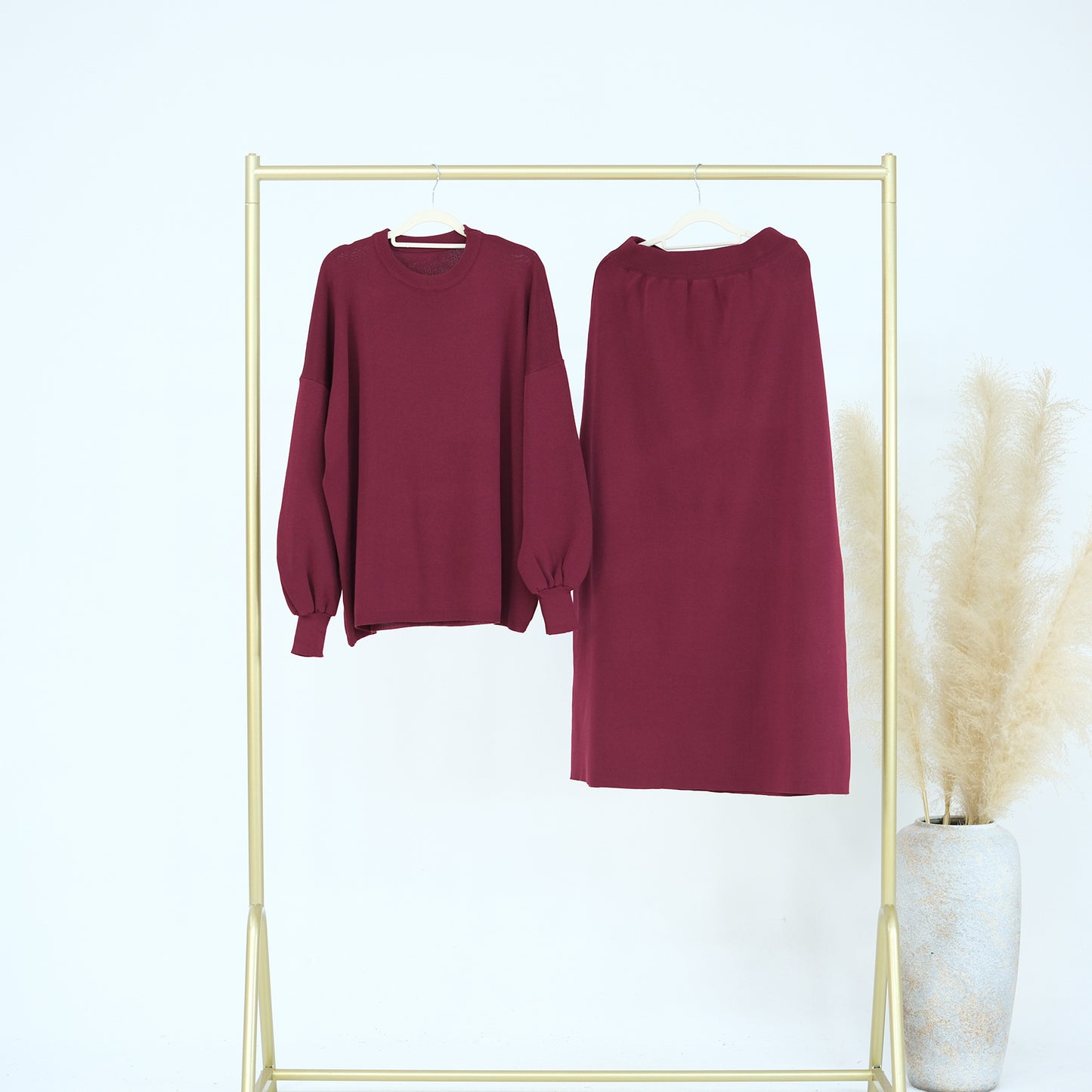 Thick Knit Two-Piece Modest Pants Set