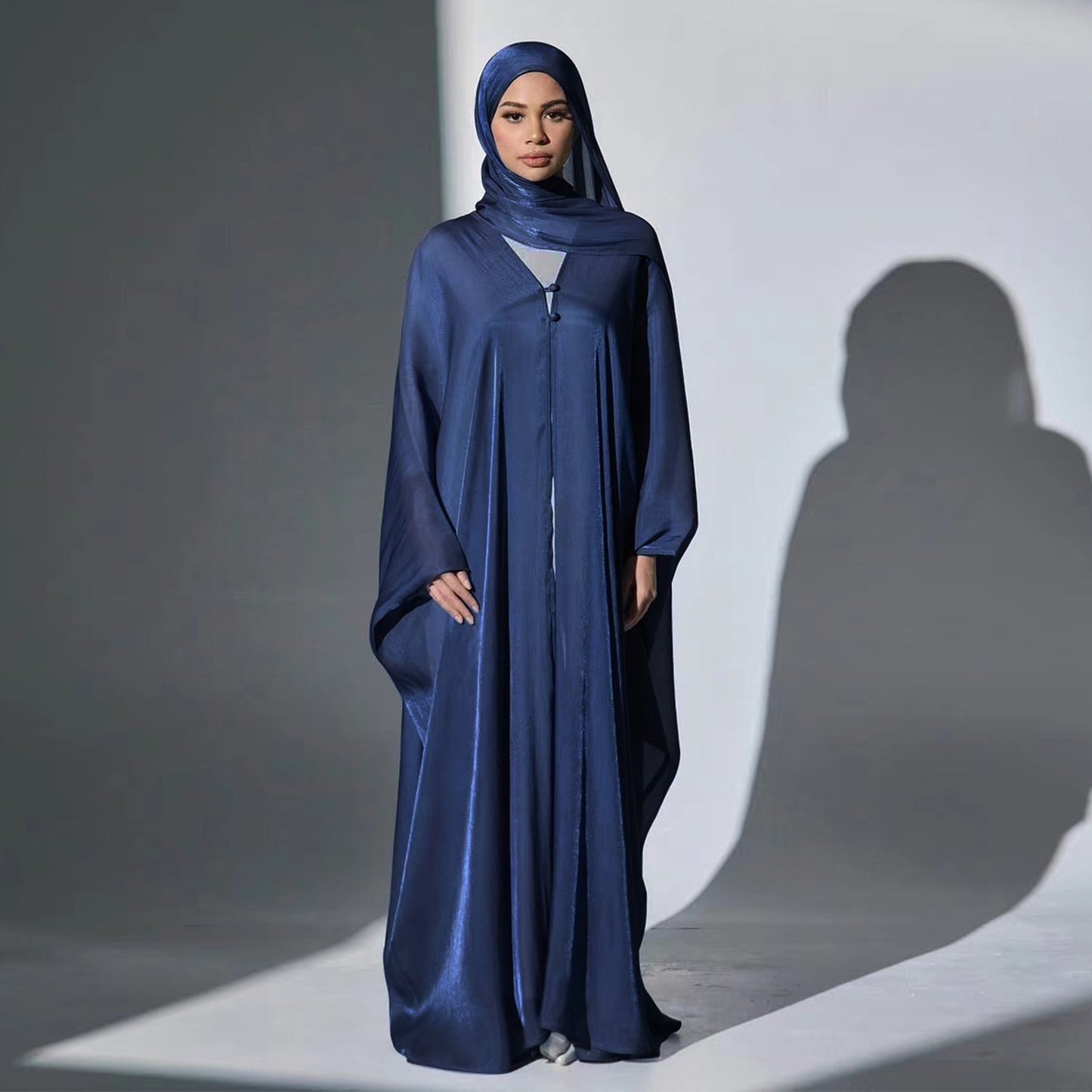 Modest Solid Color Crepe Elegant Cardigan Robe