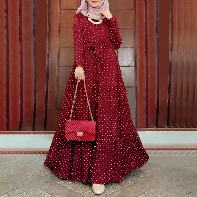 Women's Polka Dot Long Sleeved Dress