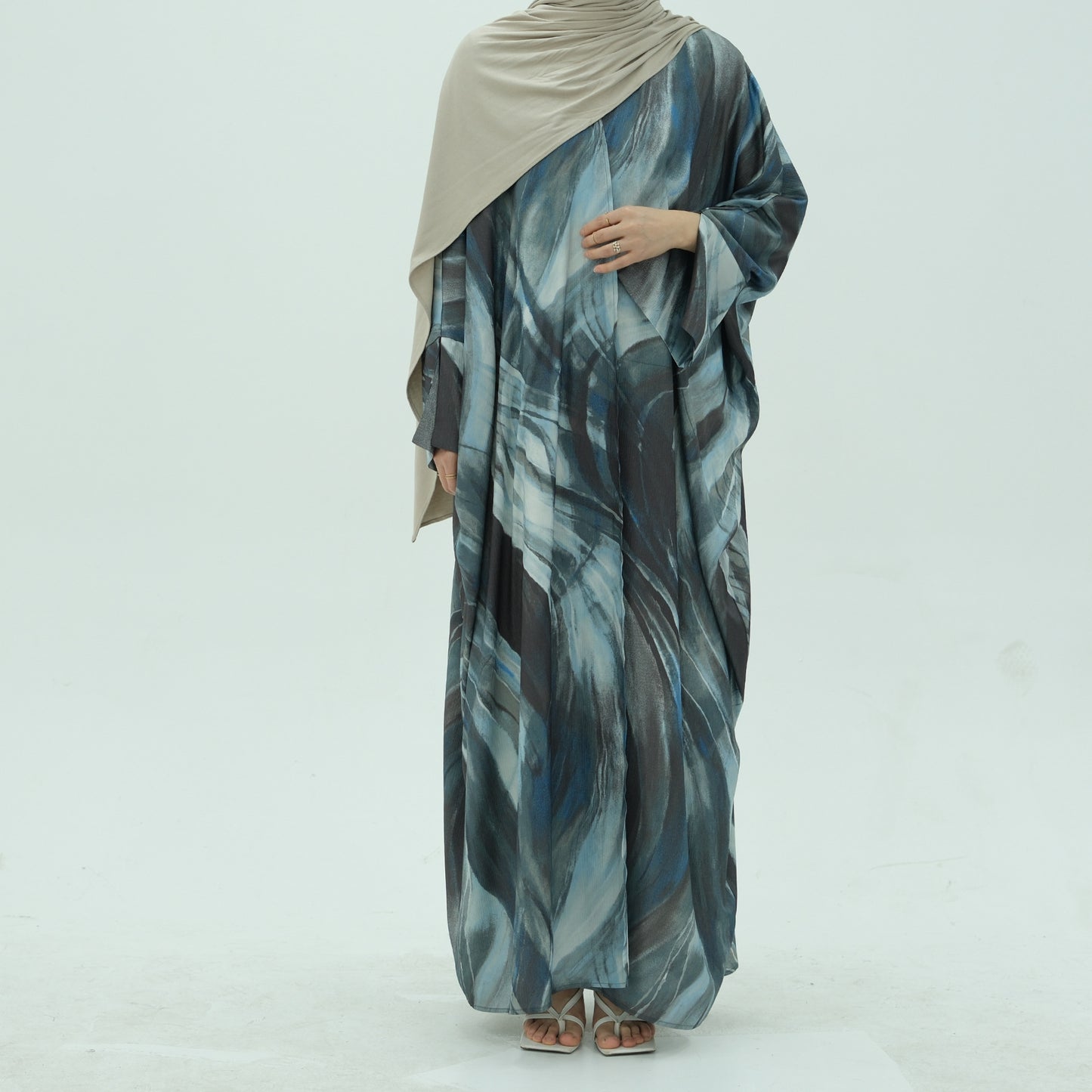 Printed Robe with Abstract Pattern Lightweight Modest Wear