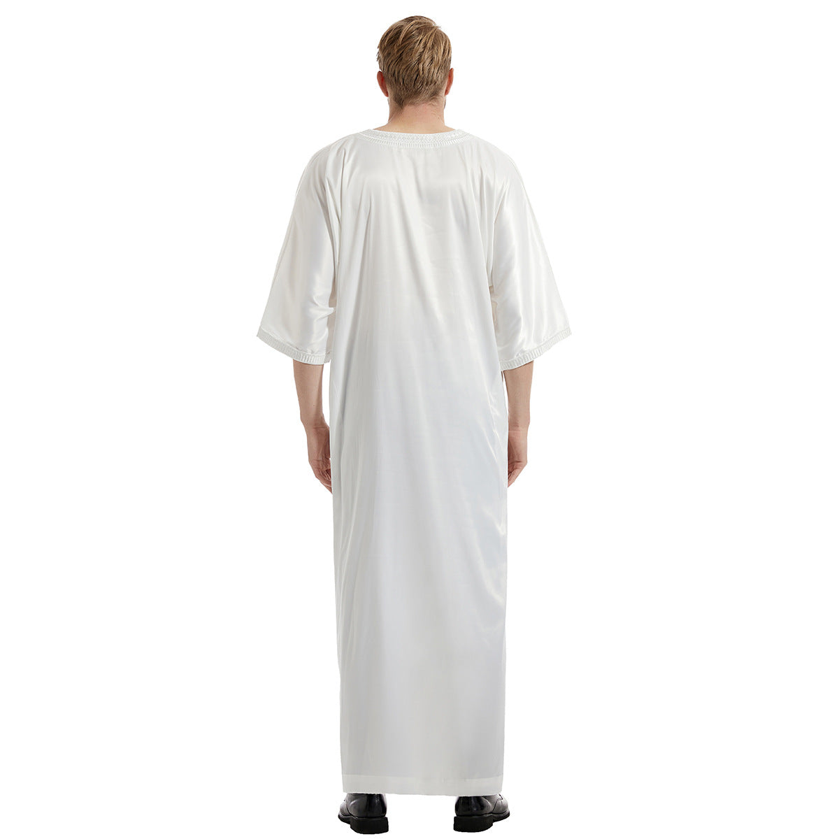 Men's Satin Mid-sleeved Embroidered Robe