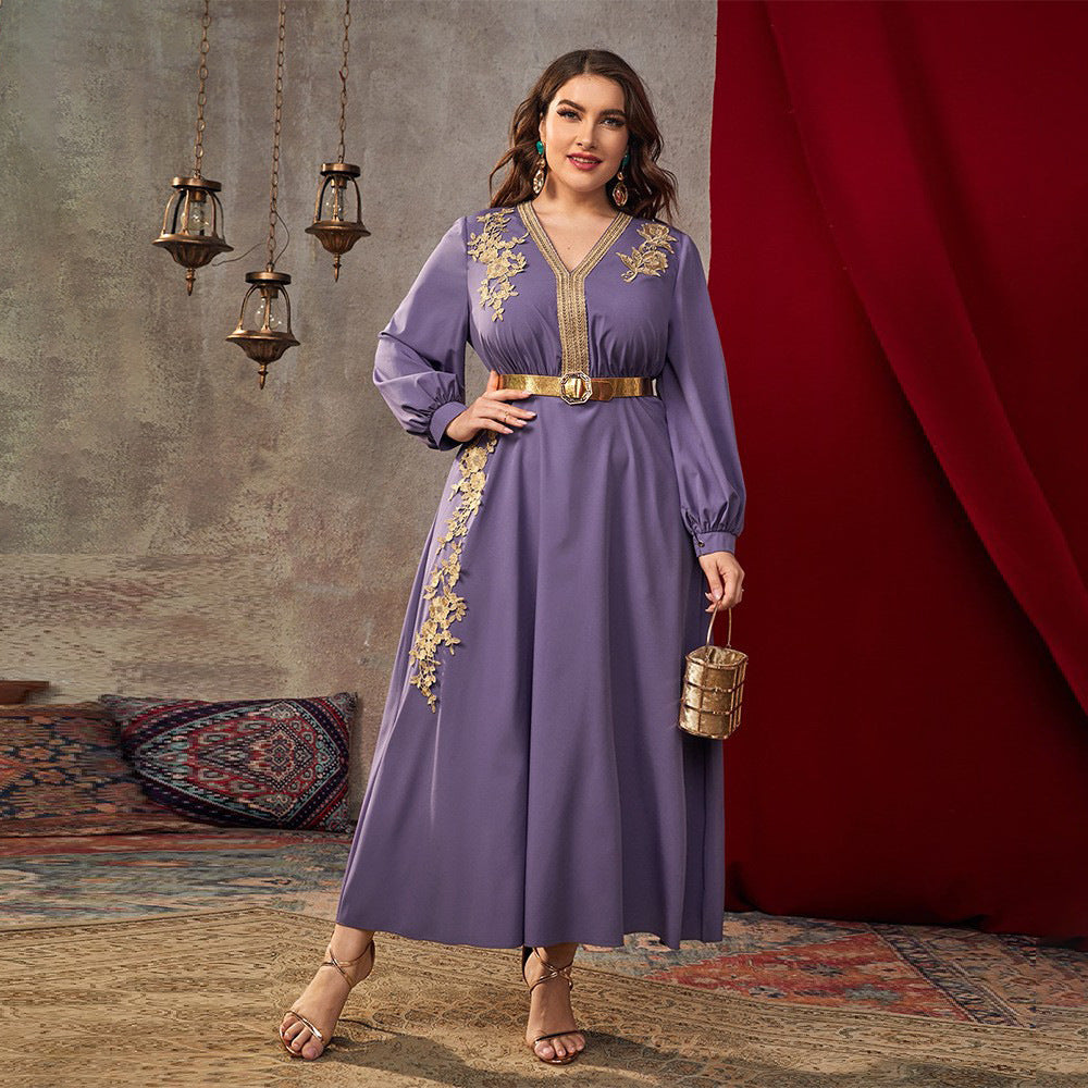 V-neck Loose High Waist A-line Dress
