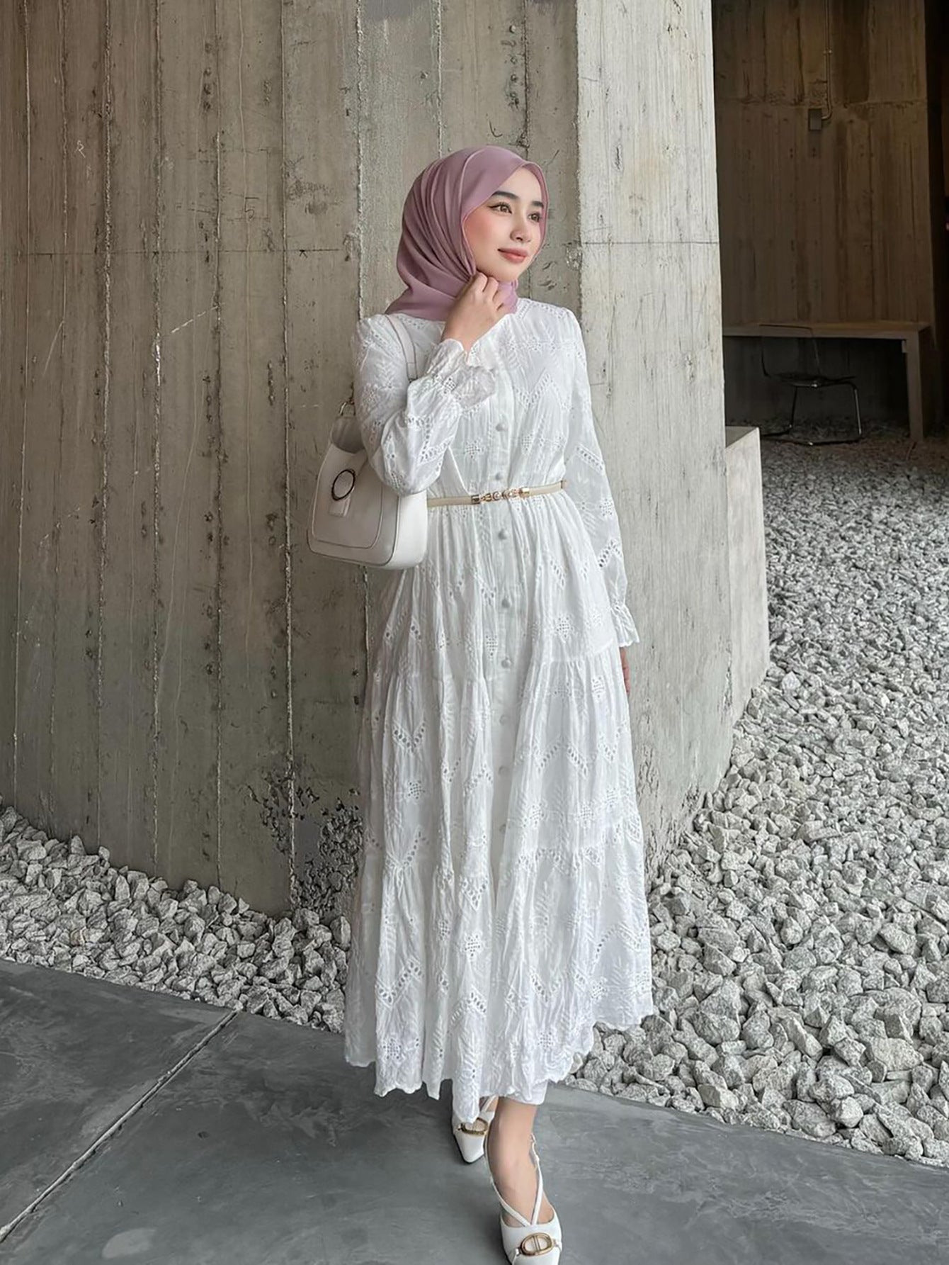 Women's Plain Embroidered Lace Dress