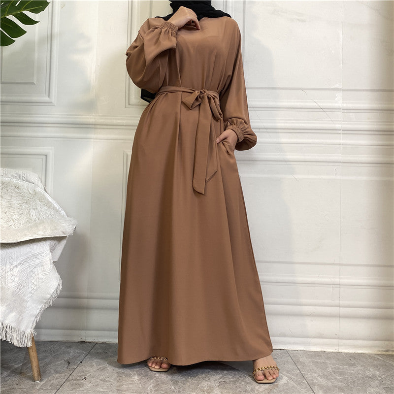 Muslim Nida Belted Pocket Maxi Dress