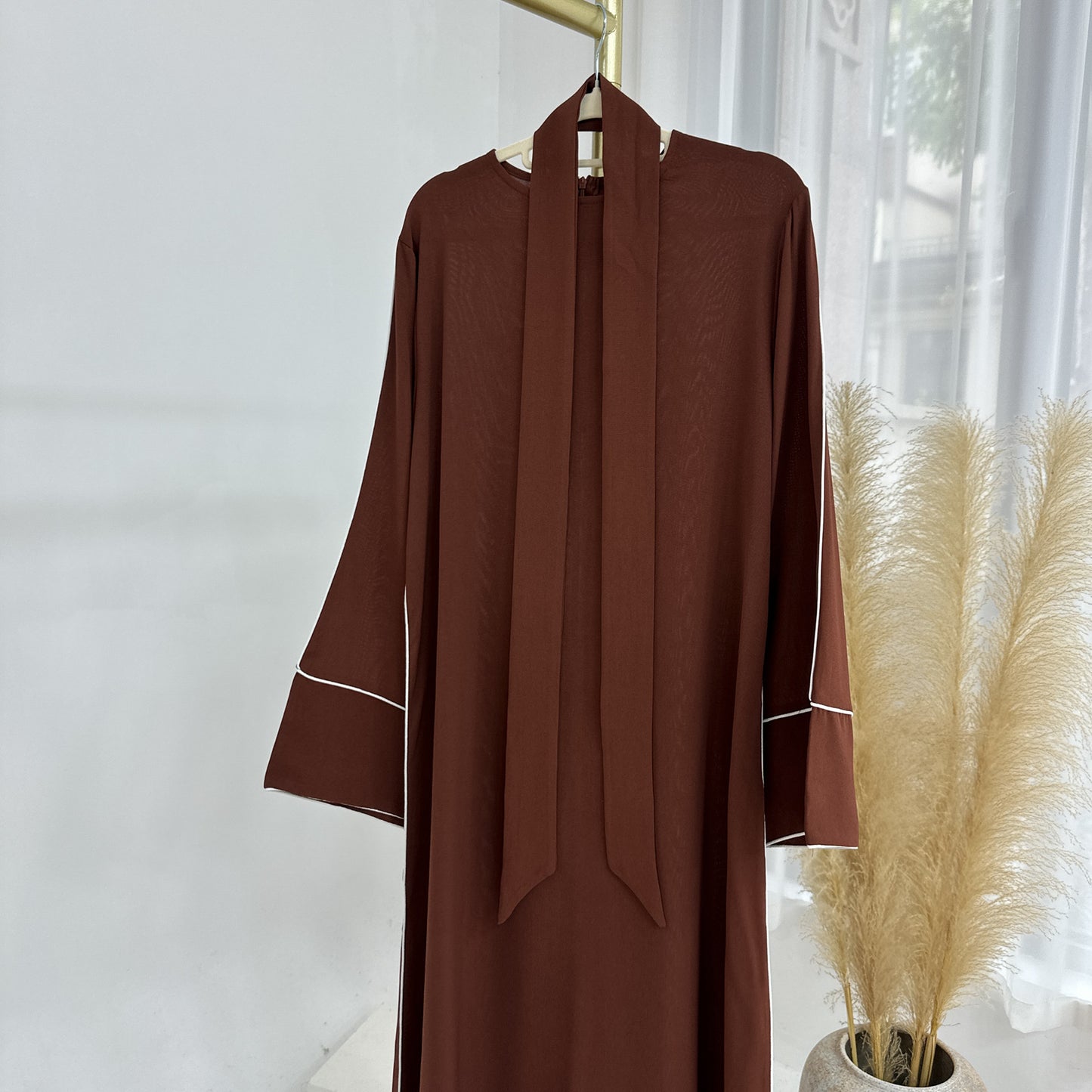 Stylish Solid Color Modest Abaya Dress