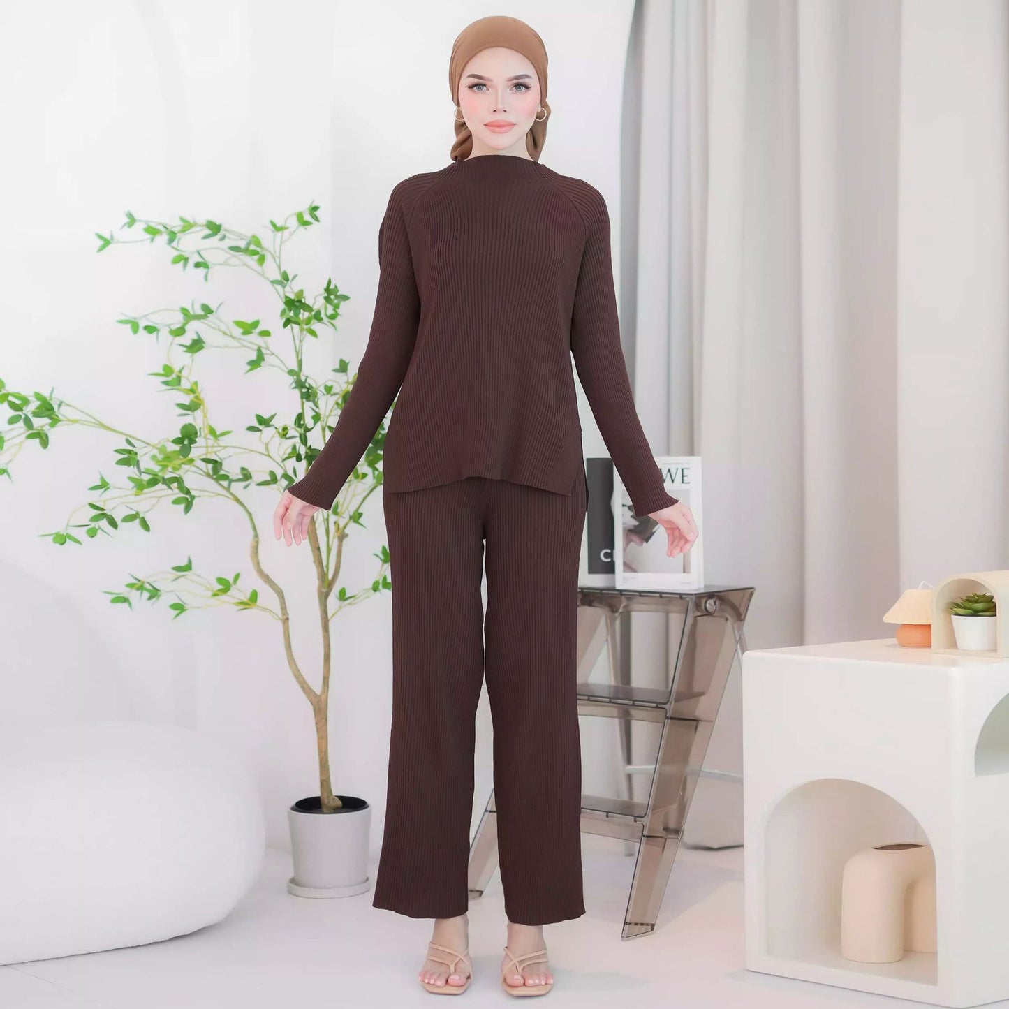 Women's Casual Knit Suit Two-piece Sets