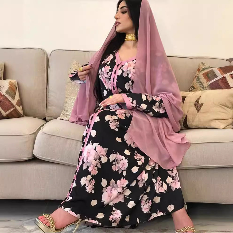 Women's V-Neck Flower Dress