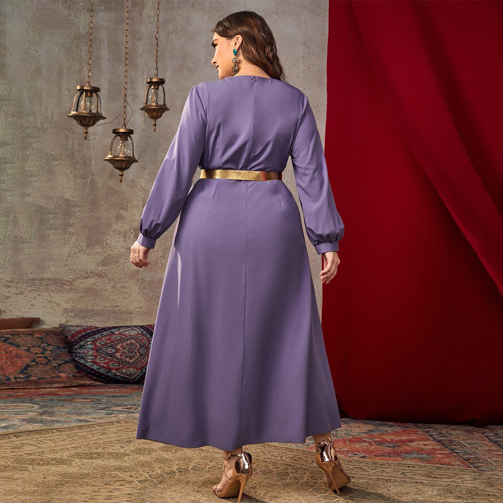 V-neck Loose High Waist A-line Dress