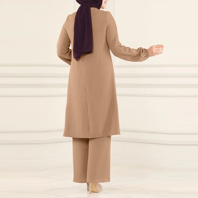 Embroidered Dubai Modest Formal Maxi Kaftan Two-Piece Set