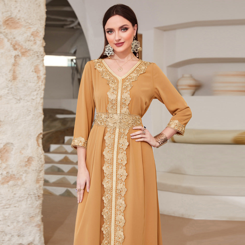 Embroidered Lace Elegant Vintage Dress