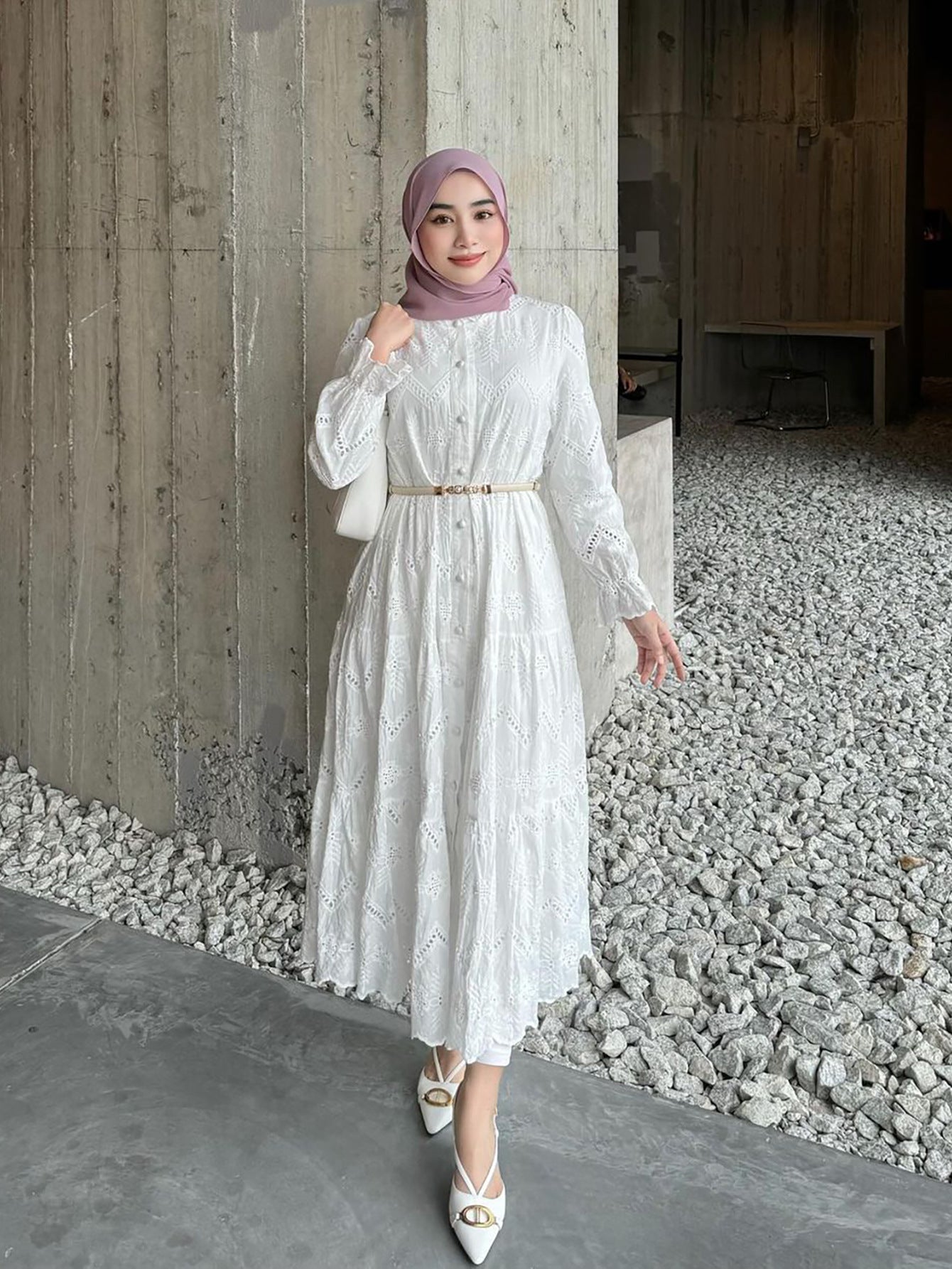 Women's Plain Embroidered Lace Dress