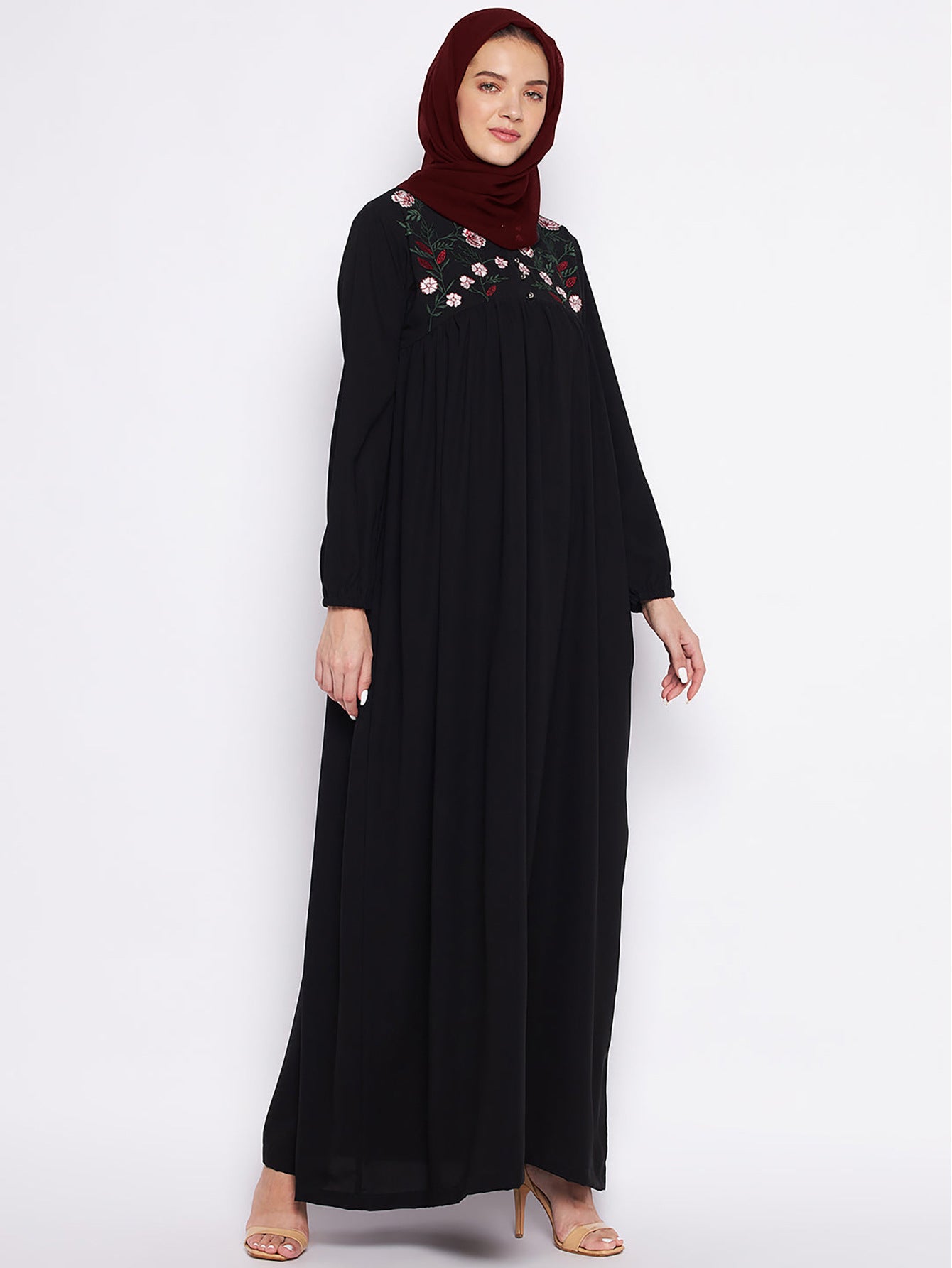 Women's Embroidered Loose Black Dress