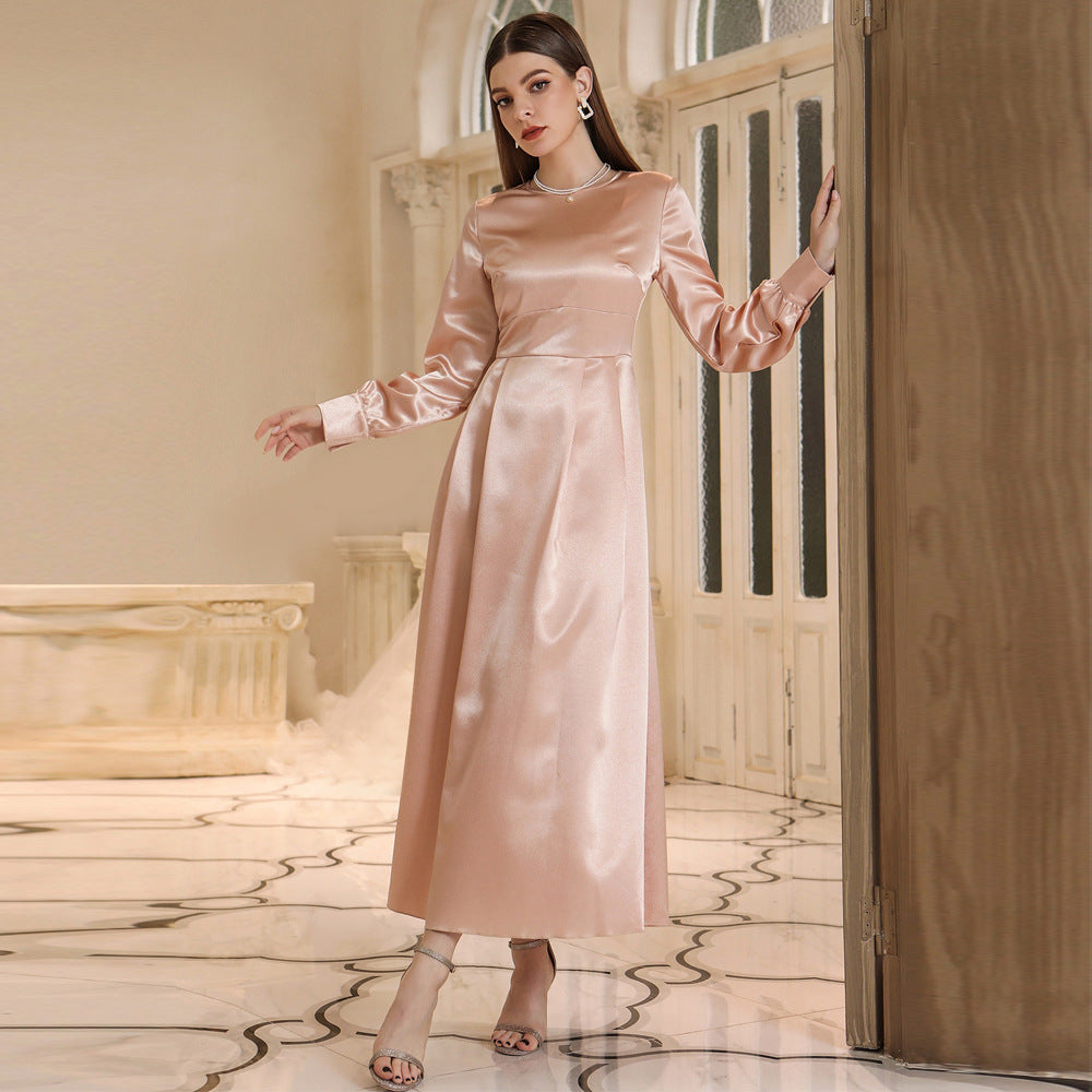 Women's High-waisted Dress with Headscarf