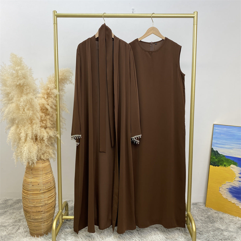 Women's Sleeveless Inner Dress + Robe Two Piece Sets