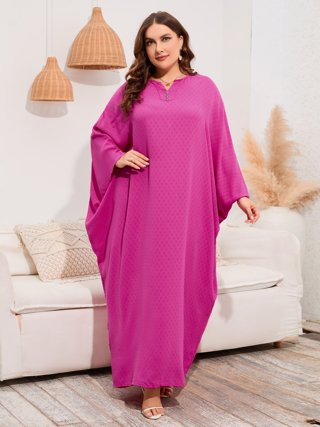 Women's Plain Loose Bat Sleeve Dress