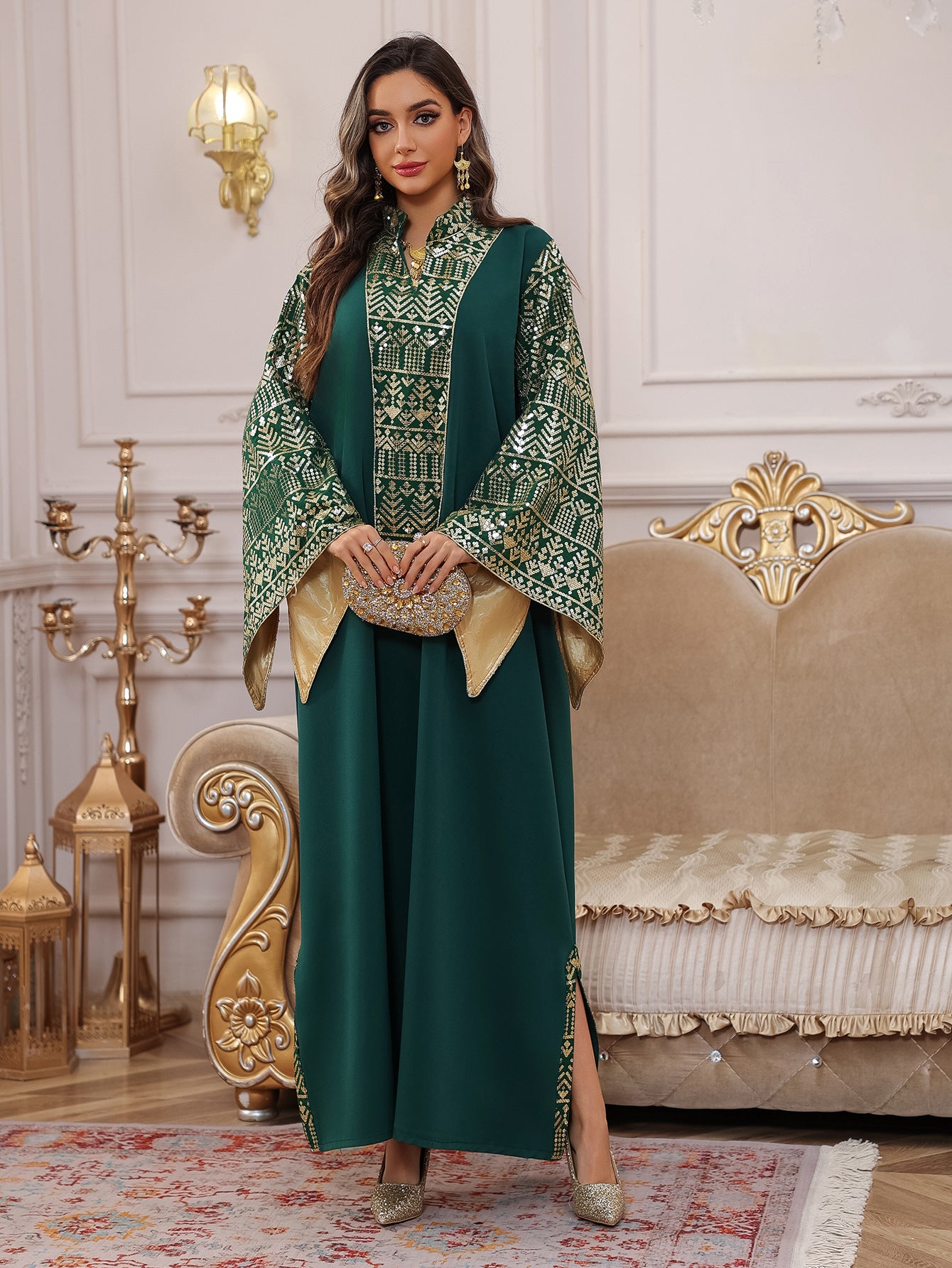 Women's Sequin Embroidered Large-sleeved Dress