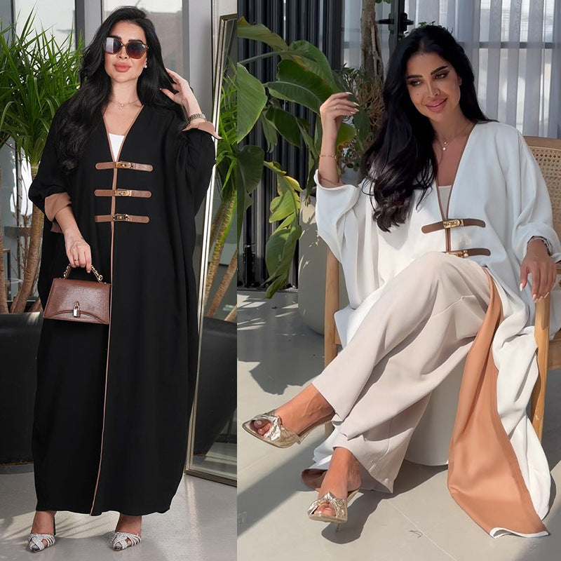 Women's Button-Up Color-Block Robe