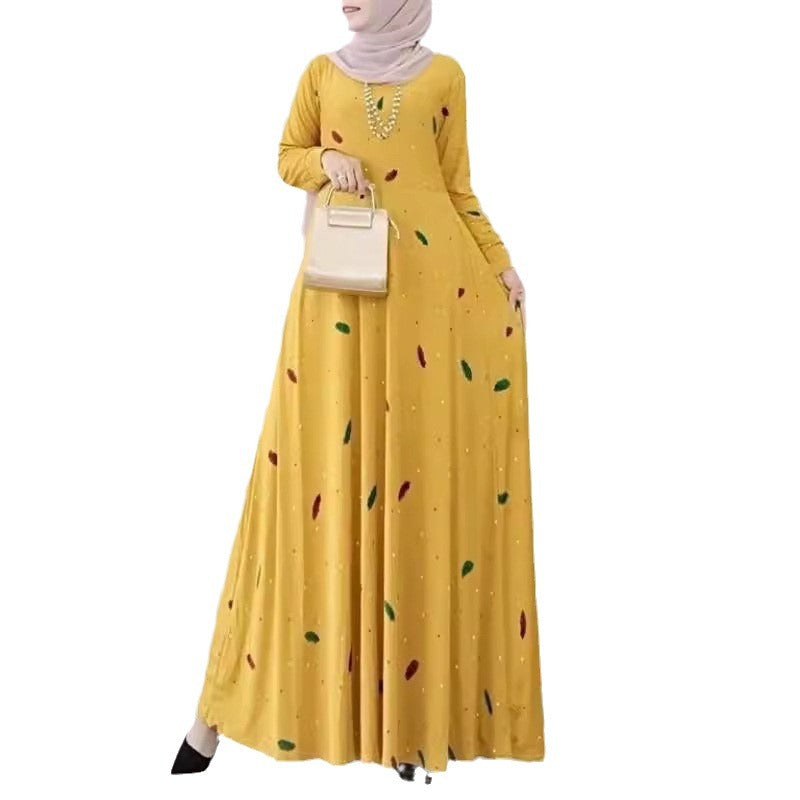 Women's Elegant Foliage Polka Dot Print Oversized Dress