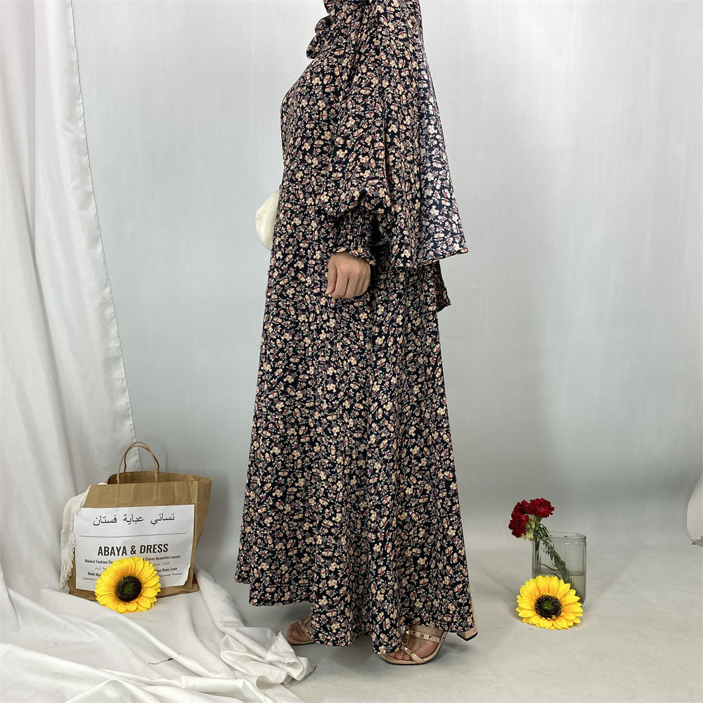 Women's Muslim Floral Dress with Headscarf