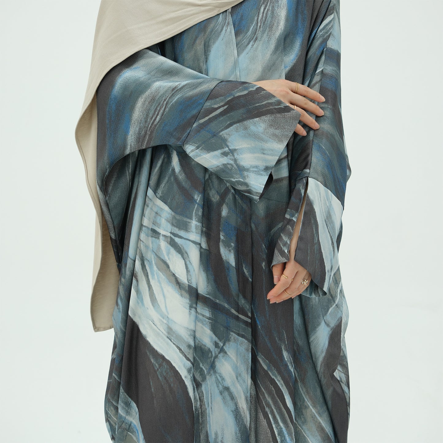 Printed Robe with Abstract Pattern Lightweight Modest Wear