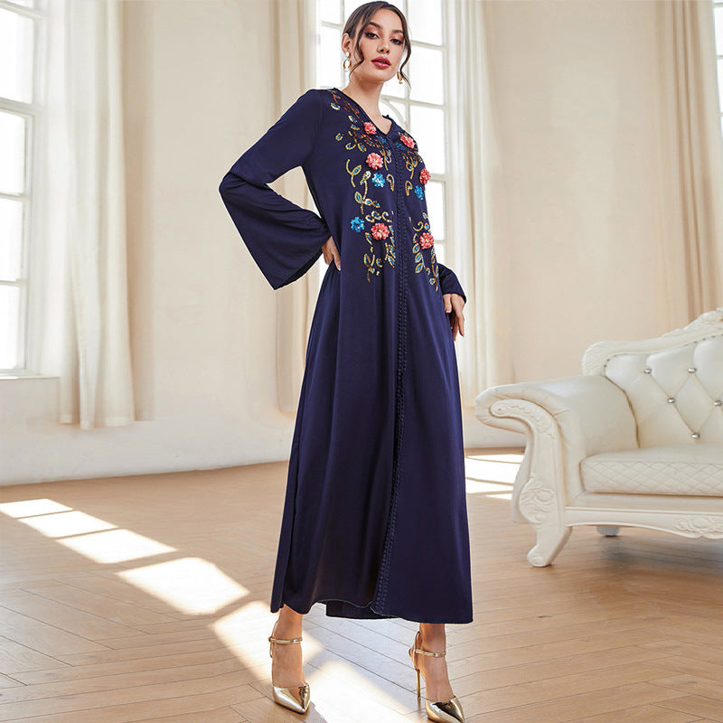 Fashion V-neck Embroidered Dress