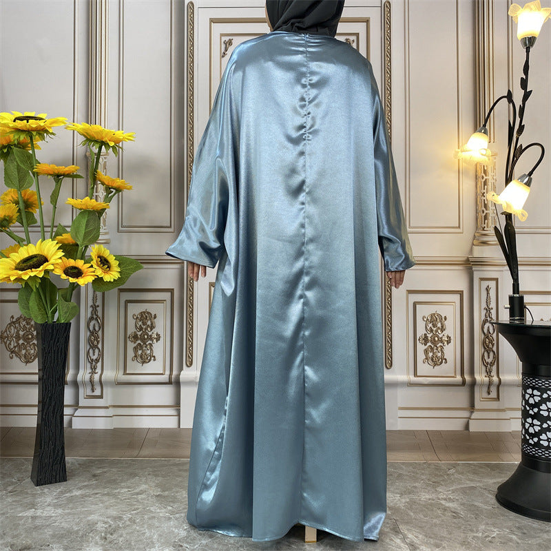 Simple Sparkling Satin Crewneck Dress