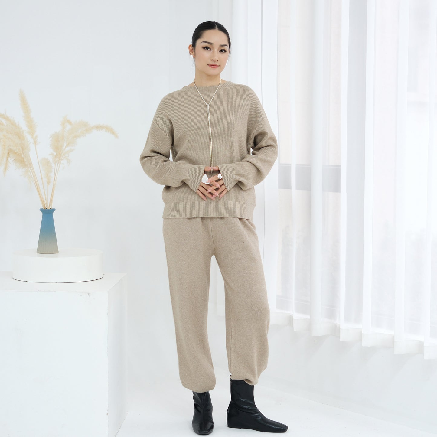 Cozy Knit Lounge Set Two Piece Sweater and Pants